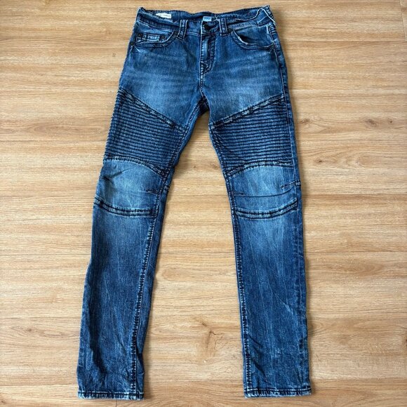 True Religion Rocco Relaxed Skinny Moto Leg MR Denim Jeans Blue Men’s Size 30 - Picture 1 of 12